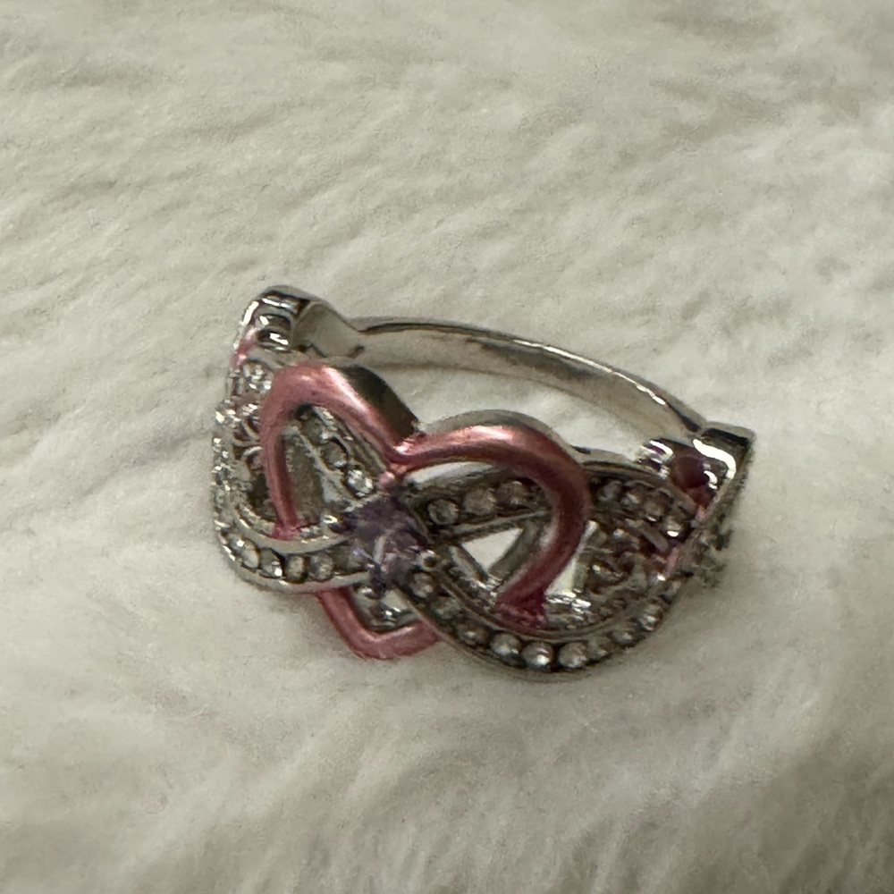 Elegant Pink and Silver Infinity Ring size 9
